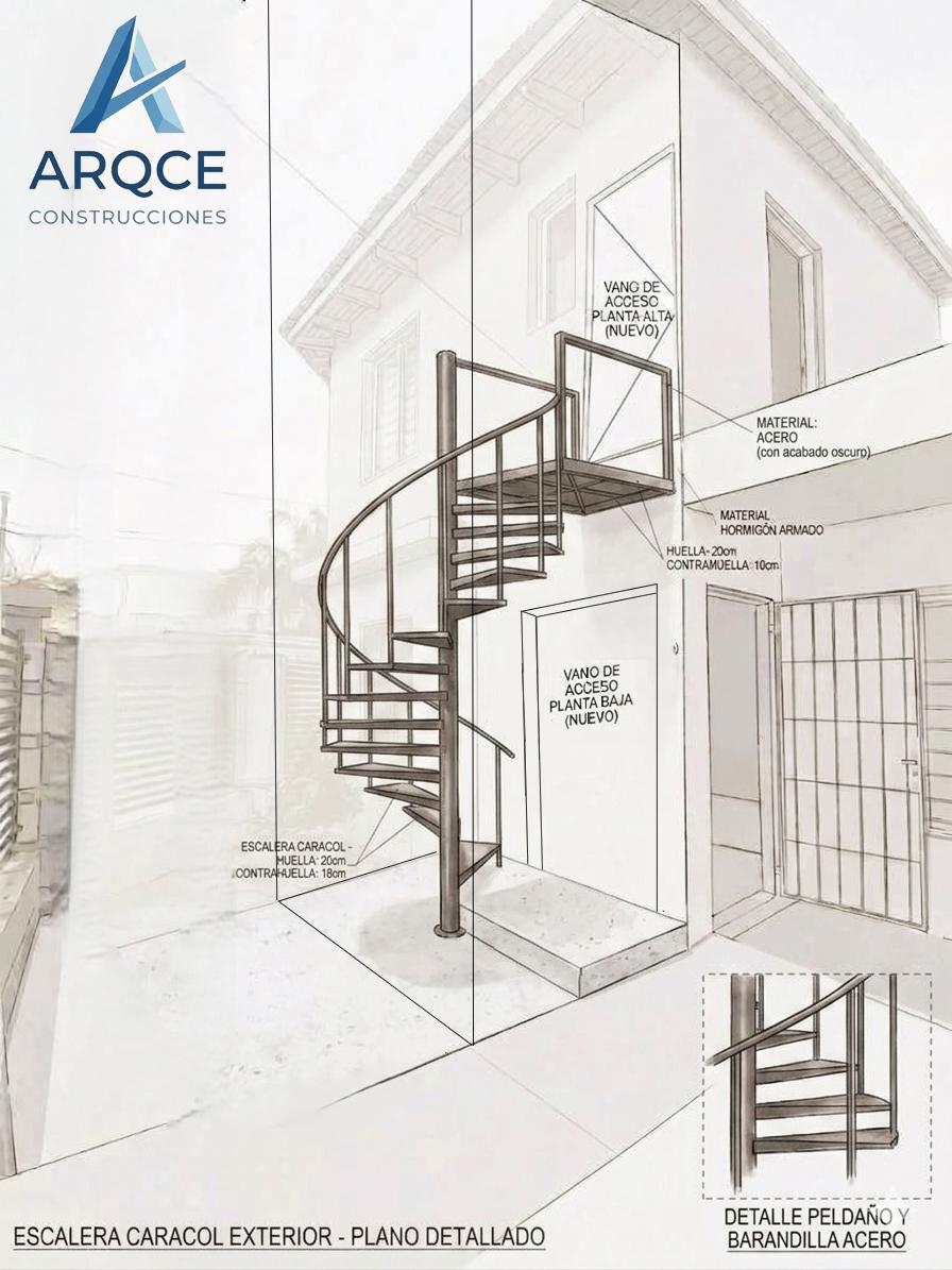 Escalera caracol, anteproyecto y diseño en Villa Carlos Paz